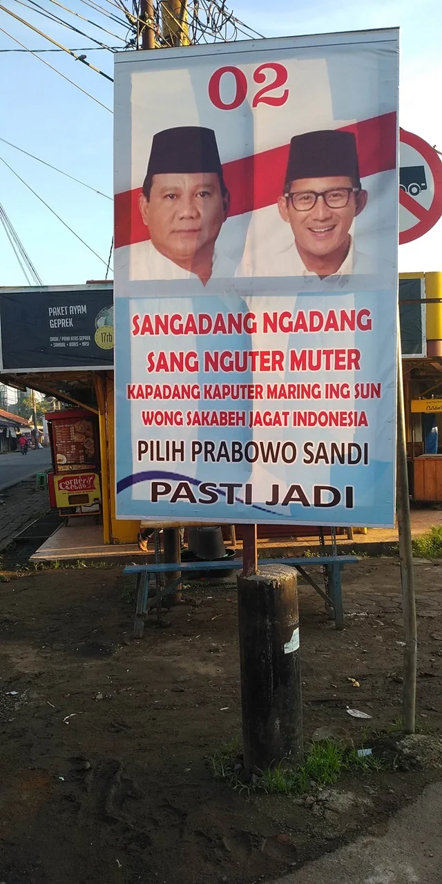 Sangadang Ngadang. Sang Nguter Muter. Kapadang Kaputer Maring Ing Sun. Wong Sakabeh Jagat Indonesia. Pilih... Pasti Jadi.