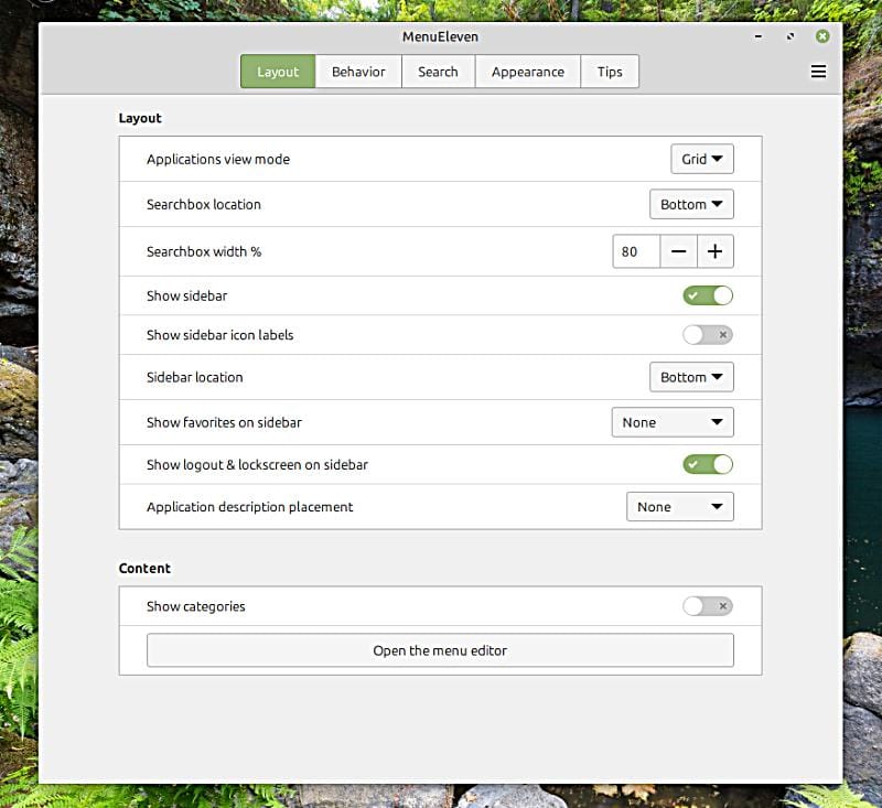 linux mint menueleven