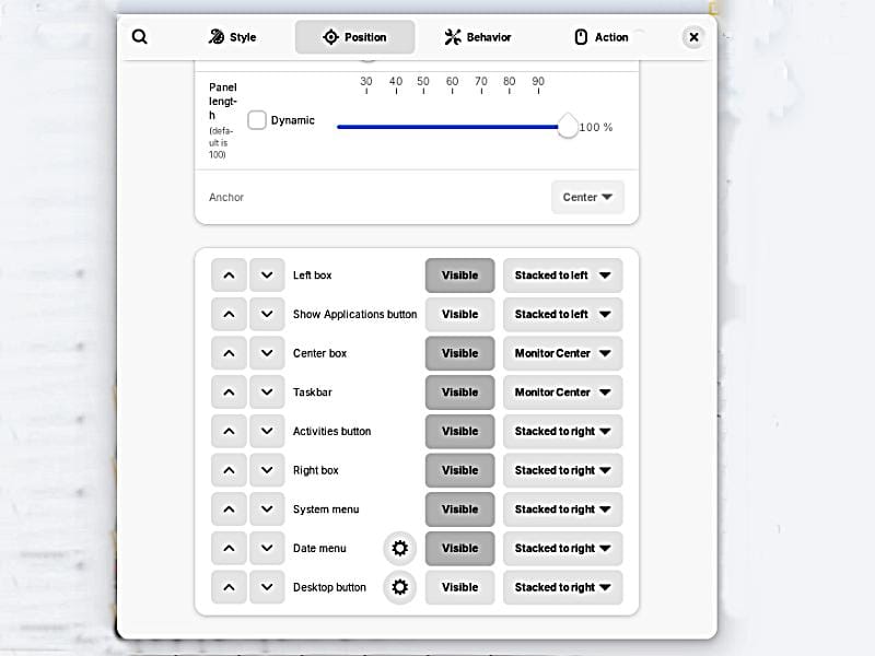 taskbar option