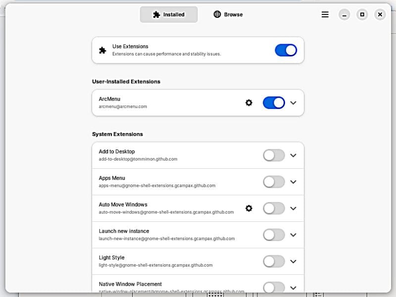 zorin extension manager